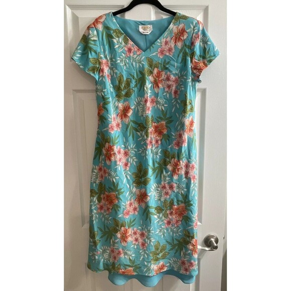 Talbots Dresses & Skirts - VTG TALBOTS 100% Silk Short Sleeve Lined Floral Dress W/Shoulder Pads Petites